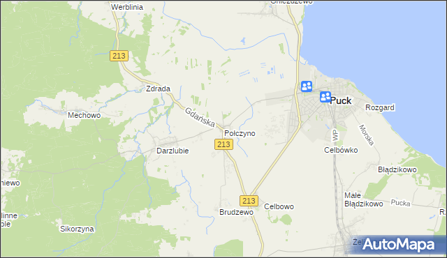 mapa Połczyno gmina Puck, Połczyno gmina Puck na mapie Targeo