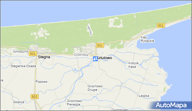 mapa Sztutowo, Sztutowo na mapie Targeo