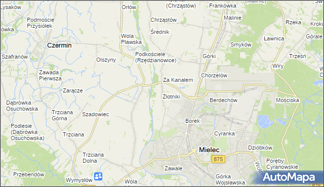 mapa Złotniki gmina Mielec, Złotniki gmina Mielec na mapie Targeo