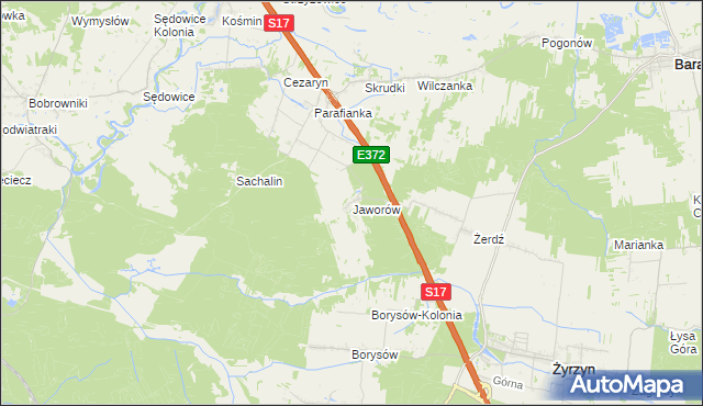 mapa Jaworów gmina Żyrzyn, Jaworów gmina Żyrzyn na mapie Targeo