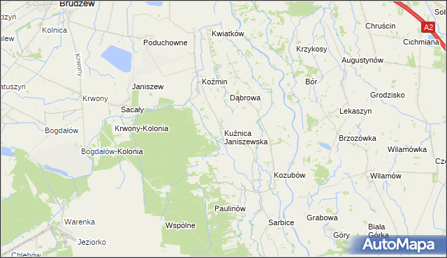 mapa Kuźnica Janiszewska, Kuźnica Janiszewska na mapie Targeo