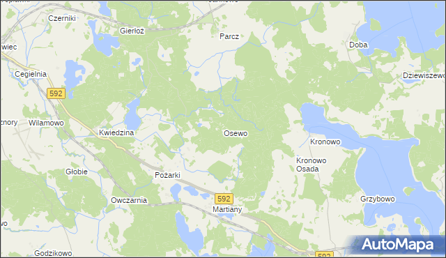 mapa Osewo, Osewo na mapie Targeo
