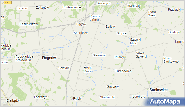 mapa Sławków gmina Regnów, Sławków gmina Regnów na mapie Targeo