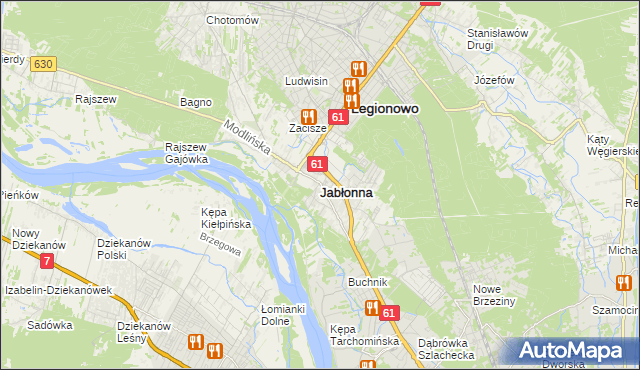 mapa Jabłonna powiat legionowski, Jabłonna powiat legionowski na mapie Targeo