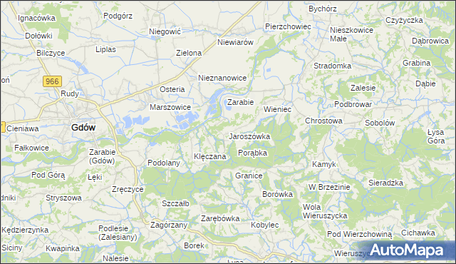 mapa Jaroszówka gmina Gdów, Jaroszówka gmina Gdów na mapie Targeo