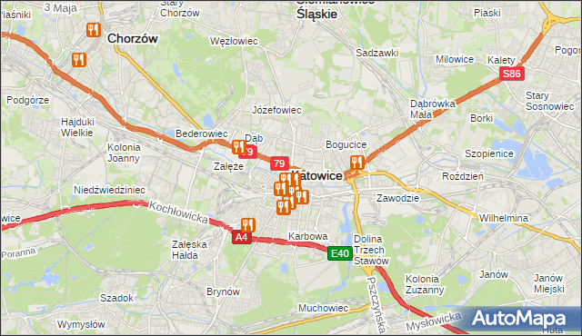 mapa Katowic, Katowice na mapie Targeo