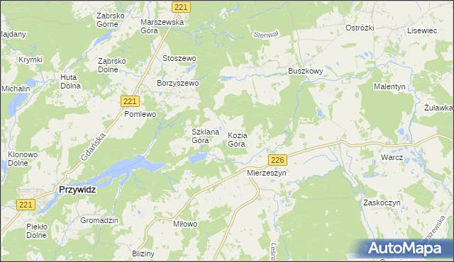 mapa Kozia Góra gmina Przywidz, Kozia Góra gmina Przywidz na mapie Targeo