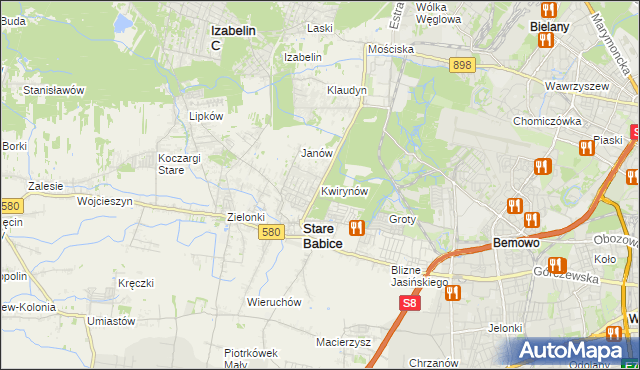 mapa Kwirynów gmina Stare Babice, Kwirynów gmina Stare Babice na mapie Targeo
