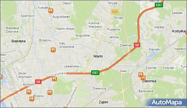 mapa Marki powiat wołomiński, Marki powiat wołomiński na mapie Targeo