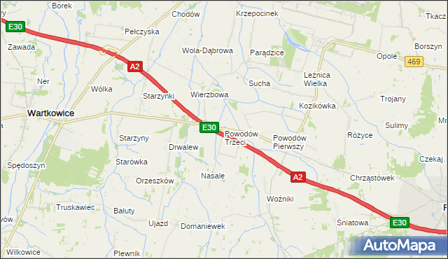 mapa Powodów Trzeci, Powodów Trzeci na mapie Targeo