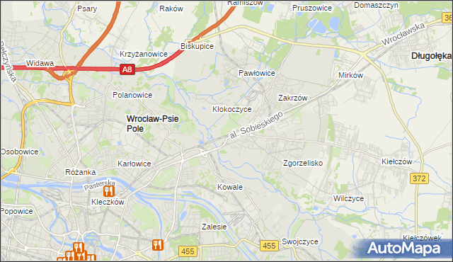 mapa Psie Pole gmina Wrocław, Psie Pole gmina Wrocław na mapie Targeo