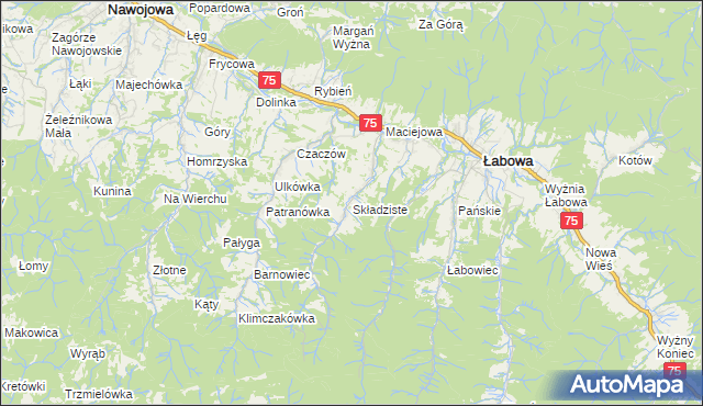 mapa Składziste, Składziste na mapie Targeo