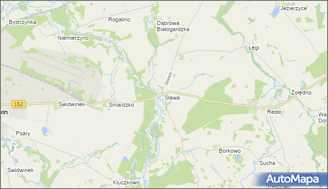 mapa Sława gmina Świdwin, Sława gmina Świdwin na mapie Targeo