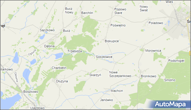 mapa Sokołowice gmina Przemęt, Sokołowice gmina Przemęt na mapie Targeo