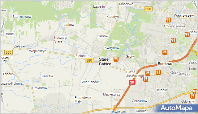 mapa Stare Babice, Stare Babice na mapie Targeo