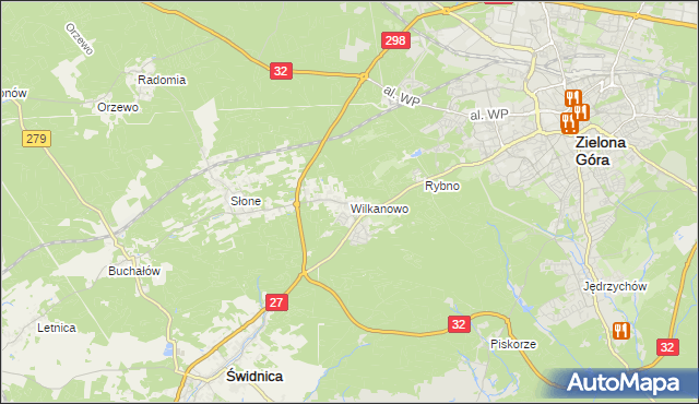 mapa Wilkanowo gmina Świdnica, Wilkanowo gmina Świdnica na mapie Targeo