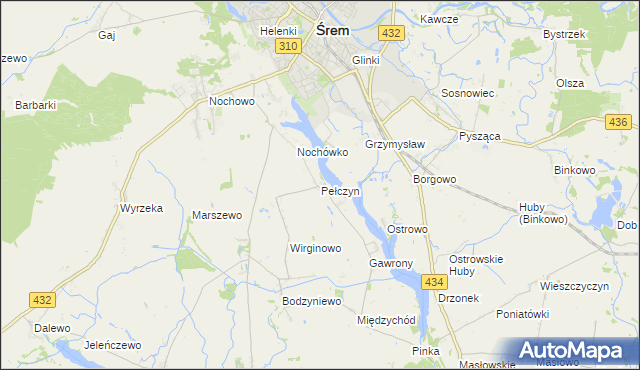 mapa Pełczyn gmina Śrem, Pełczyn gmina Śrem na mapie Targeo