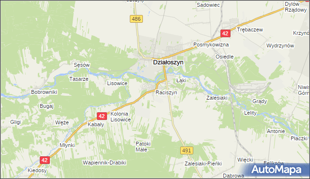 mapa Raciszyn, Raciszyn na mapie Targeo