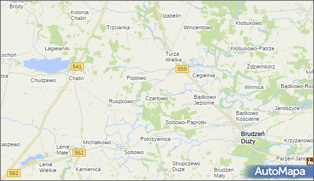 mapa Bądkowo-Rumunki, Bądkowo-Rumunki na mapie Targeo