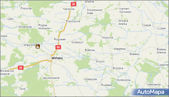 mapa Białków gmina Wińsko, Białków gmina Wińsko na mapie Targeo