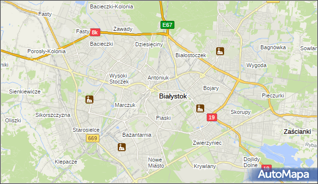 mapa Białegostoku, Białystok na mapie Targeo