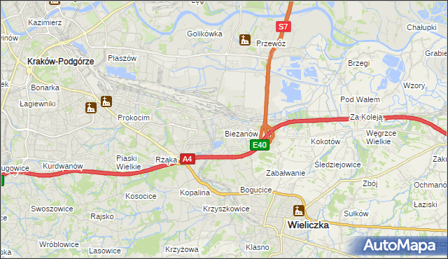 mapa Bieżanów, Bieżanów na mapie Targeo