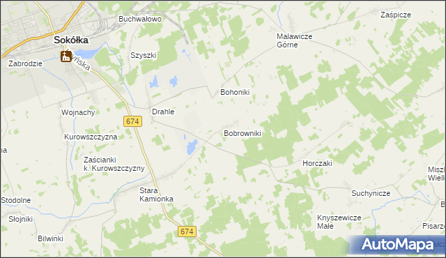 mapa Bobrowniki gmina Sokółka, Bobrowniki gmina Sokółka na mapie Targeo