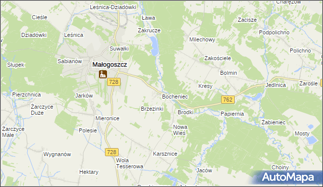 mapa Bocheniec gmina Małogoszcz, Bocheniec gmina Małogoszcz na mapie Targeo