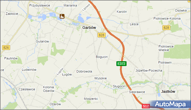 mapa Bogucin gmina Garbów, Bogucin gmina Garbów na mapie Targeo