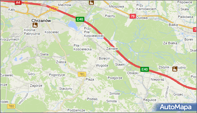 mapa Bolęcin gmina Trzebinia, Bolęcin gmina Trzebinia na mapie Targeo