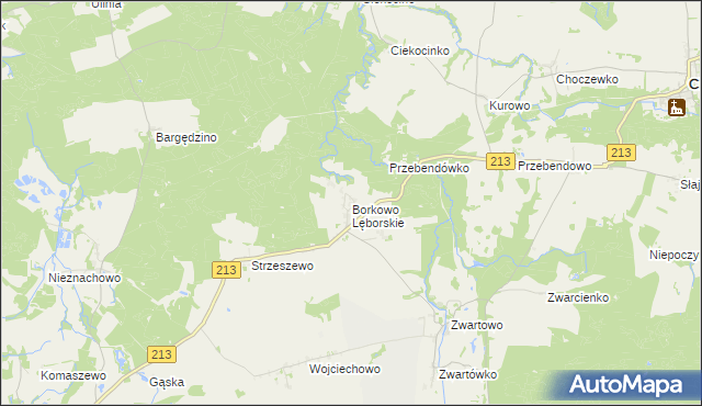 mapa Borkowo Lęborskie, Borkowo Lęborskie na mapie Targeo