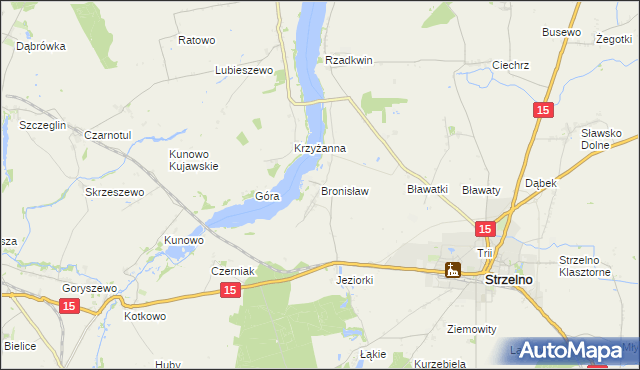 mapa Bronisław gmina Strzelno, Bronisław gmina Strzelno na mapie Targeo