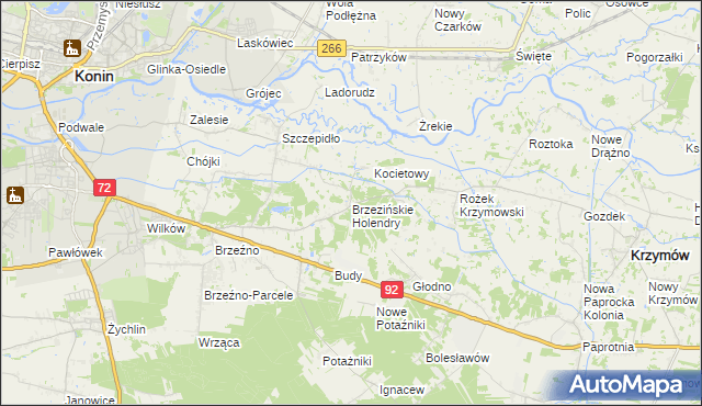 mapa Brzezińskie Holendry, Brzezińskie Holendry na mapie Targeo