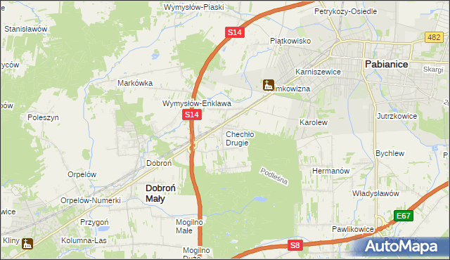mapa Chechło Drugie, Chechło Drugie na mapie Targeo