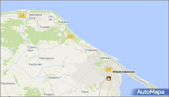 mapa Chłapowo gmina Władysławowo, Chłapowo gmina Władysławowo na mapie Targeo