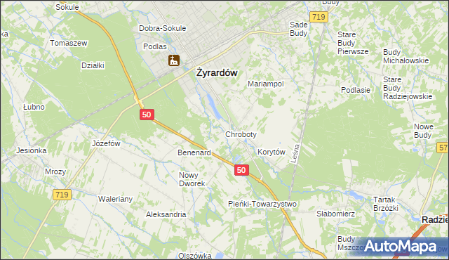 mapa Chroboty, Chroboty na mapie Targeo