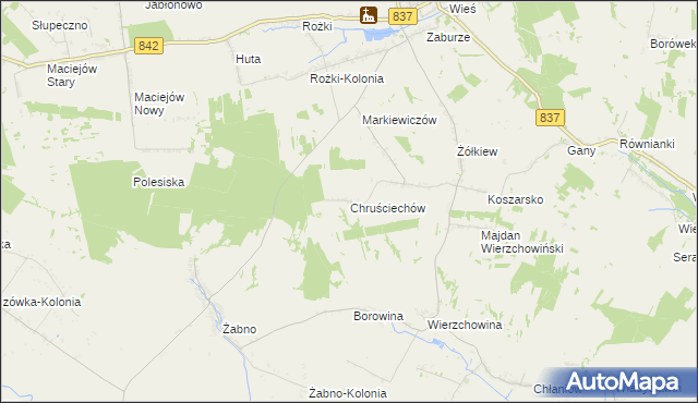 mapa Chruściechów gmina Żółkiewka, Chruściechów gmina Żółkiewka na mapie Targeo