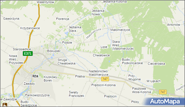 mapa Chwałowice gmina Iłża, Chwałowice gmina Iłża na mapie Targeo