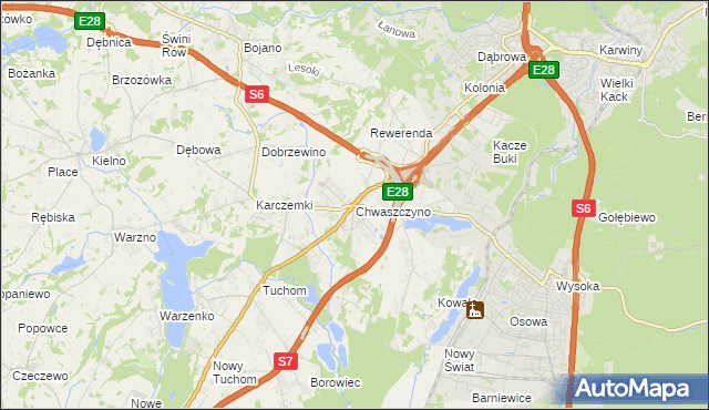 mapa Chwaszczyno, Chwaszczyno na mapie Targeo