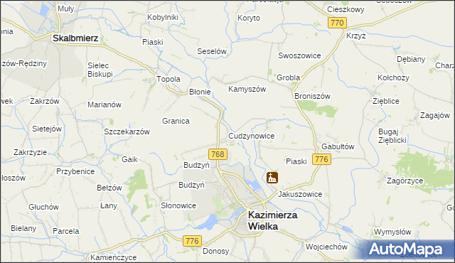 mapa Cudzynowice, Cudzynowice na mapie Targeo