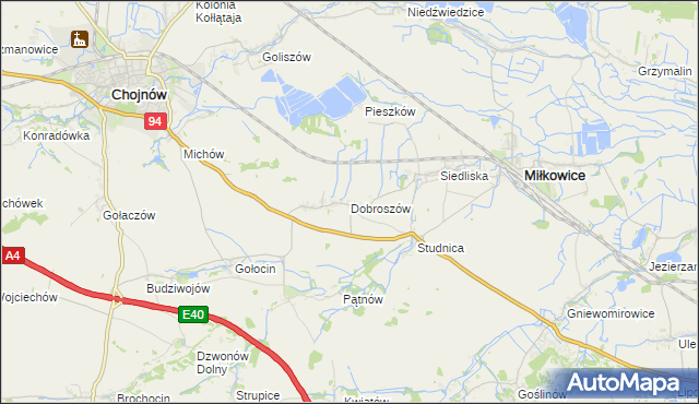 mapa Dobroszów gmina Chojnów, Dobroszów gmina Chojnów na mapie Targeo