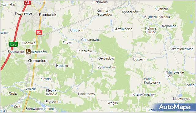 mapa Gertrudów, Gertrudów na mapie Targeo