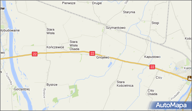 mapa Gnojewo gmina Miłoradz, Gnojewo gmina Miłoradz na mapie Targeo