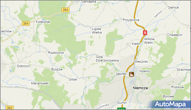 mapa Gola Dzierżoniowska, Gola Dzierżoniowska na mapie Targeo