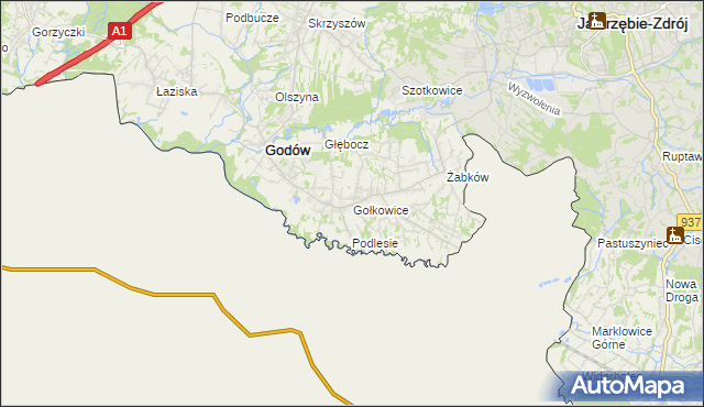 mapa Gołkowice gmina Godów, Gołkowice gmina Godów na mapie Targeo