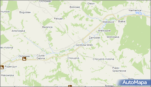 mapa Gorzków-Wieś, Gorzków-Wieś na mapie Targeo