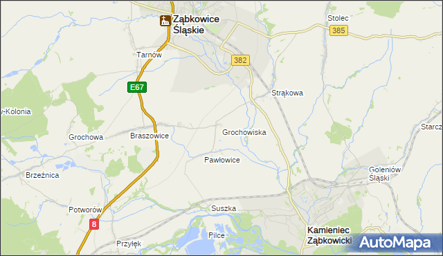 mapa Grochowiska gmina Ząbkowice Śląskie, Grochowiska gmina Ząbkowice Śląskie na mapie Targeo