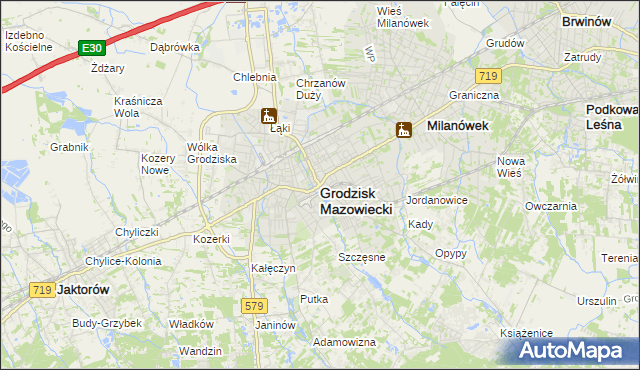mapa Grodzisk Mazowiecki, Grodzisk Mazowiecki na mapie Targeo