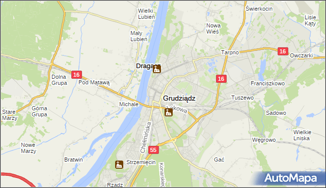 mapa Grudziądza, Grudziądz na mapie Targeo
