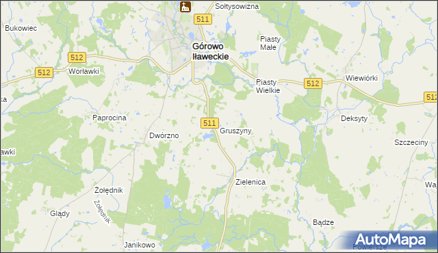 mapa Gruszyny, Gruszyny na mapie Targeo